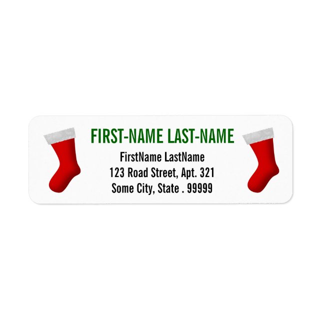 Two Red Christmas Stockings + Custom Contact Info (Front)