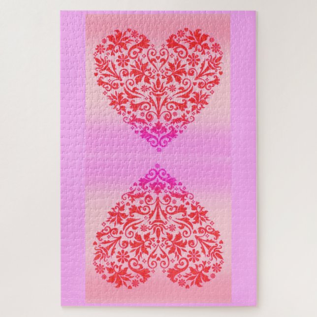 Two red hearts art jigsaw puzzle (Vertical)