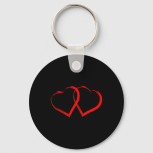 Two Red Hearts Cool Love Heart Valentines Day Men  Keychain