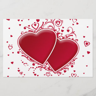 Two Red Hearts For Valentine's Day Stationery