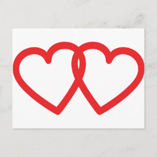 two red hearts icon postcard