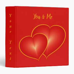Two Red Hearts, Modern Digital Art Graphic Custom Binder