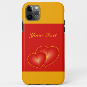 Two Red Hearts, Modern Digital Art Graphic Custom iPhone 11 Pro Max Case