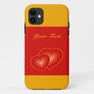 Two Red Hearts, Modern Digital Art Graphic Custom iPhone 11 Case