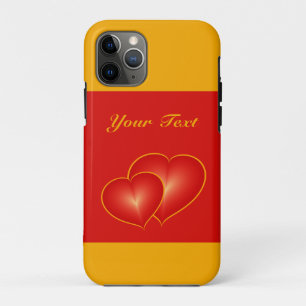 Two Red Hearts, Modern Digital Art Graphic Custom iPhone 11 Pro Case
