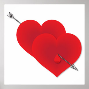 Two red hearts poster