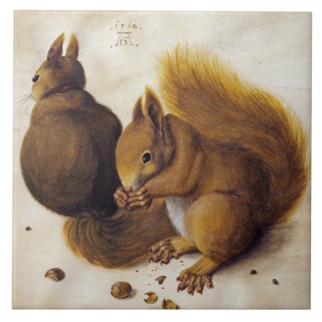 Two Red Squirrels (by Albrecht Dürer) Tile (Front)