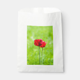 Two red tulip flowers favour bag