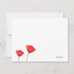 Two Red Watercolor Red Poppies Card