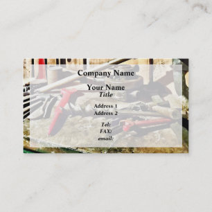 Two Red Wrenches on Plumber's Workbench Business Card