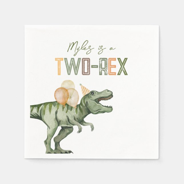 Two-Rex Birthday Party Napkins (Front)