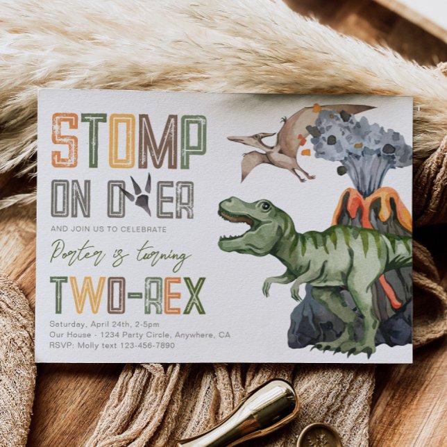 Two-Rex Dino Birthday Invitation (Creator Uploaded)