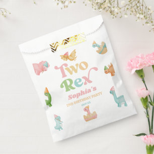 Two Rex Dinosaur 2nd Second Birthday Party Favour Bag