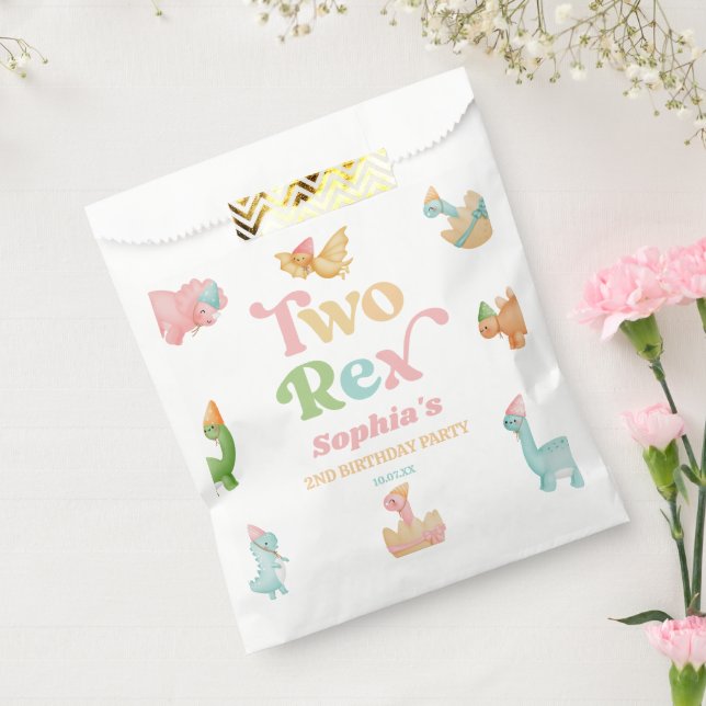 Two Rex Dinosaur 2nd Second Birthday Party Favour Bag (Sealed)