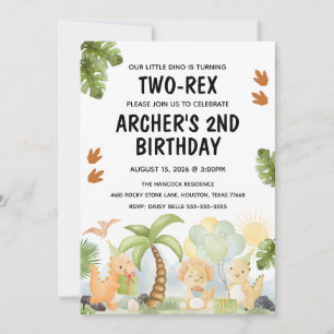 Two-Rex Dinosaur Birthday  Invitation