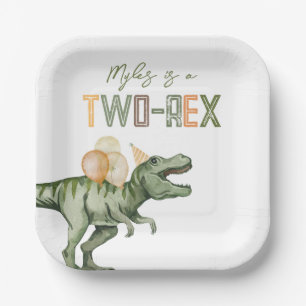 Two-Rex Party Paper Plates 