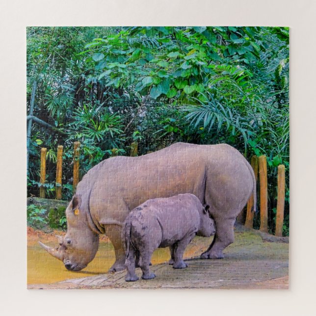 Two rhinoceroses jigsaw puzzle (Vertical)