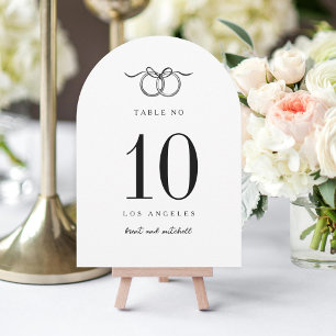 Two Rings tied with bow arch table number