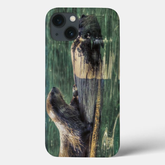 Two River Otters Wildlife Art Animal-lover's Case-Mate iPhone Case (Back)