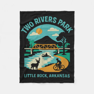 Two Rivers Park In Little Rock, Arkansas, Bridge V Fleece Blanket