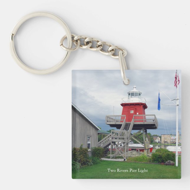 Two Rivers Pier Light acrylic key chain (Front)