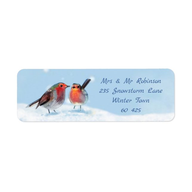 Two robins, snow (Front)