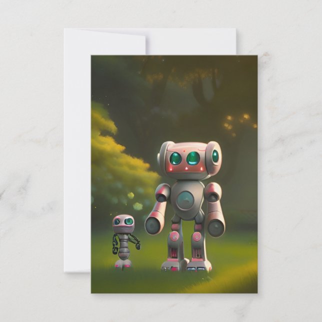 Two robot friends thank you card (Front)