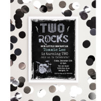 Two Rocks Rockstar Drumset 2nd Birthday Invitation
