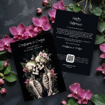 Two Romantic Gothic Human Skeletons Embracing Save The Date<br><div class="desc">Delicates Skeletons in Love. Two Romantic Gothic Human Skeletons Embracing Surrounded By Lush Floral Arrangements Save the Dates Cards with QR Code Enjoy the Halloween season with a touch of elegance and sophistication using our wedding Save the Date cards. Celebrate an eternal and mysterious love with our Two Romantic Gothic...</div>
