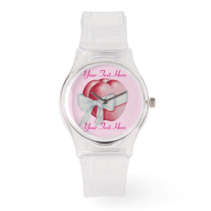 two  romantic hearts tied with white bow watch