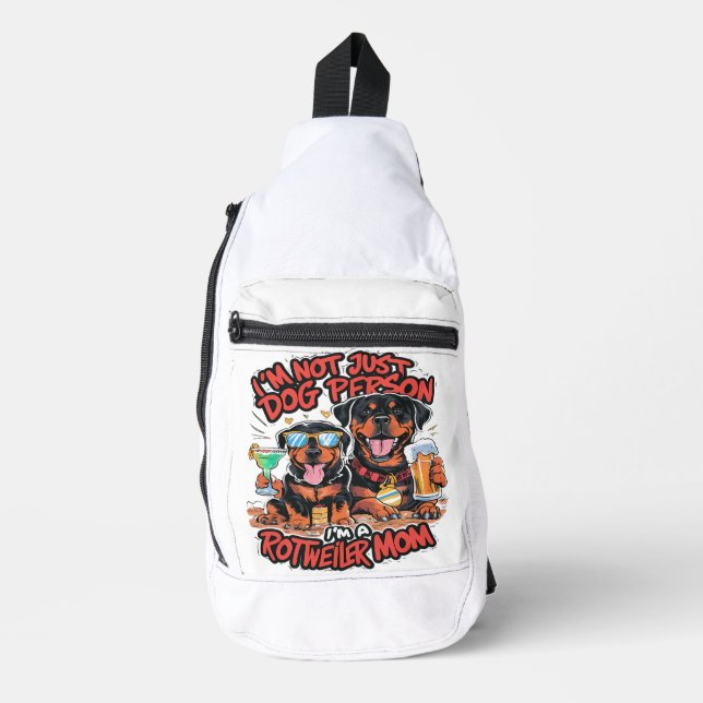 Two Rottweiler Dogs Sitting Together Sling Bag (Front)