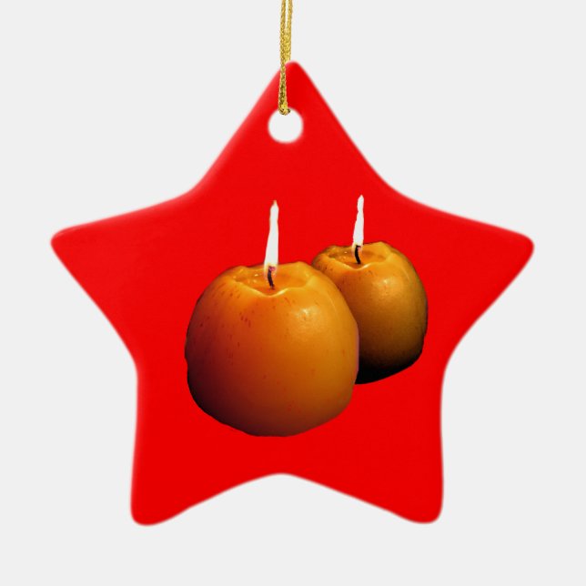 Two round candles Christmas Ornament (Front)