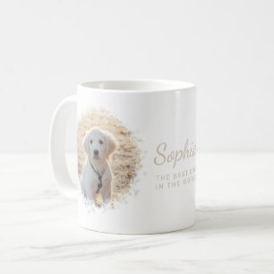 Two Round Custom Pet Photo Templates & Beige Text  Coffee Mug
