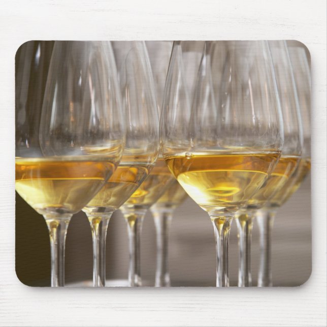 two rows of wine tasting glasses with lucious mouse pad (Front)