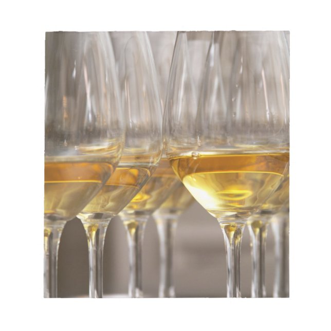 two rows of wine tasting glasses with lucious notepad (Front)