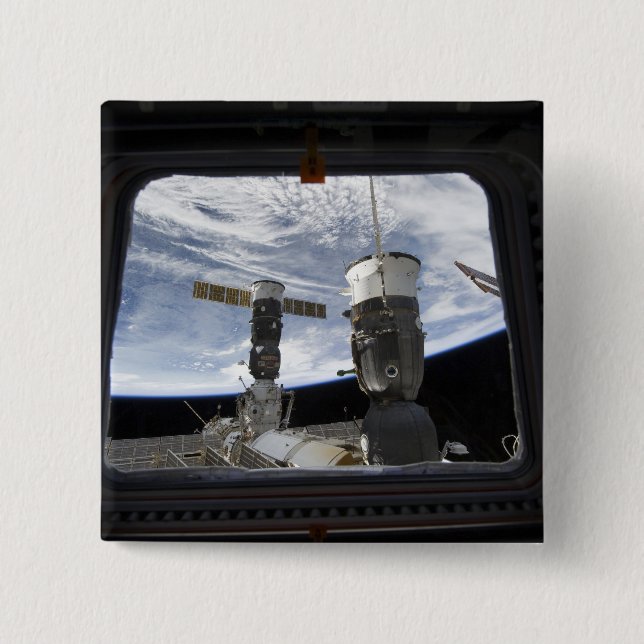 Two Russian spacecraft 2 Inch Square Button (Front)