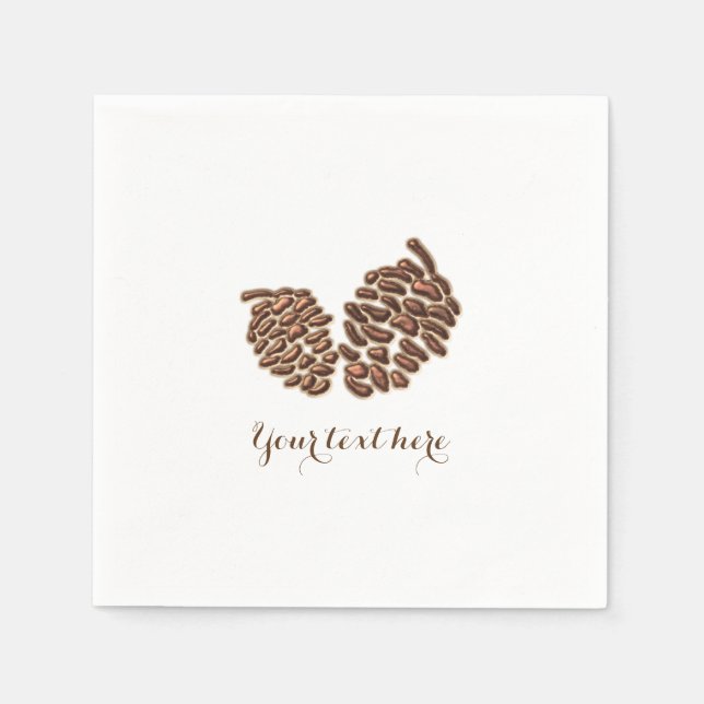 Two Rustic Pine Cones Country Wedding Reception Napkin (Front)