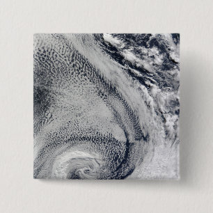 Two S-Shaped Polar Hurricanes 2 Inch Square Button