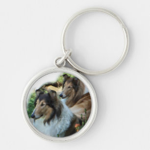 Two Sable Rough Collies Keychain