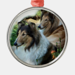 Two Sable Rough Collies Metal Ornament