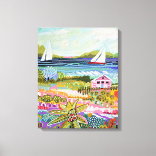 Two Sailboats and Cottage Canvas Print