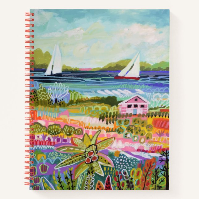 Two Sailboats and Cottage Notebook (Front)