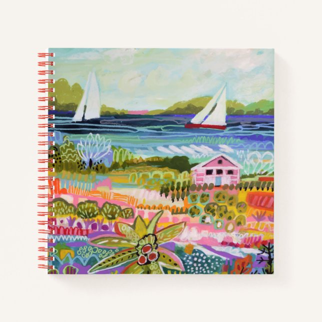 Two Sailboats and Cottage Notebook (Front)