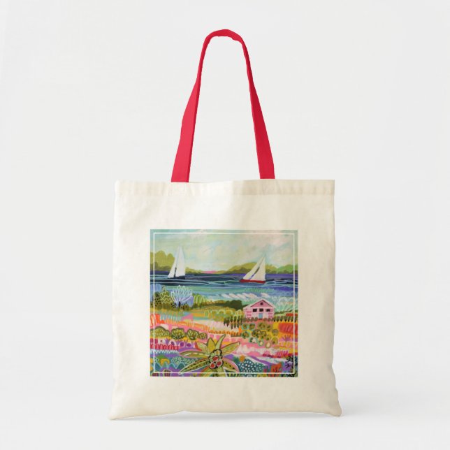 Two Sailboats and Cottage Tote Bag (Front)