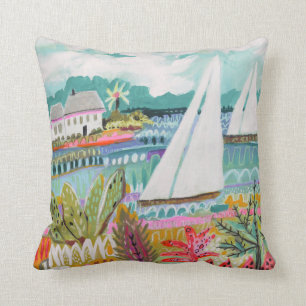 Two Sailboats Throw Pillow