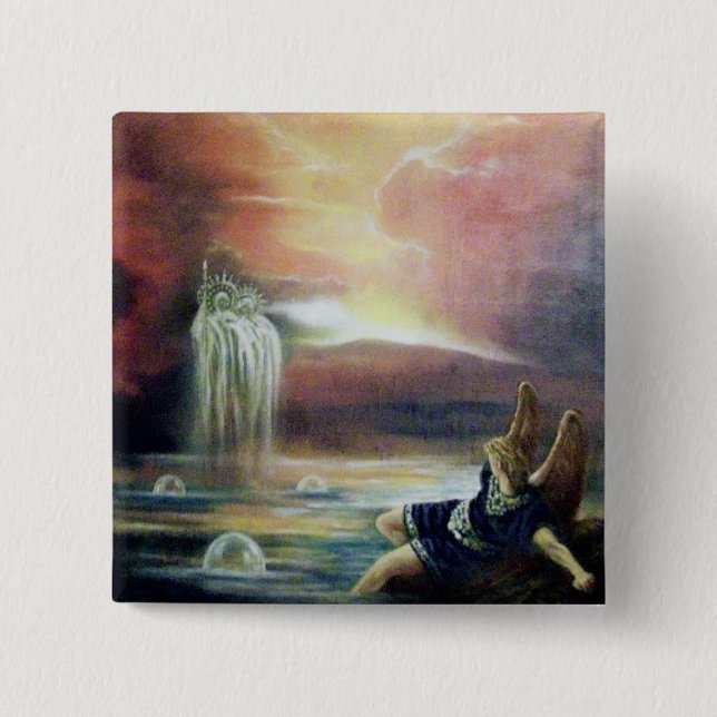 TWO SAINT JOHN AND FALLEN ANGEL 2 INCH SQUARE BUTTON (Front)