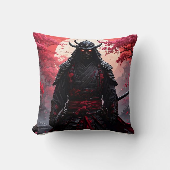Two same samurai throw pillow (Front)