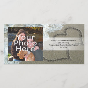 Two Sand Hearts on the Beach, Romantic Ocean Announcement