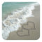 Two Sand Hearts on the Beach, Romantic Ocean
