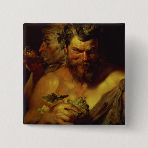 Two Satyrs (oil on panel) 2 Inch Square Button